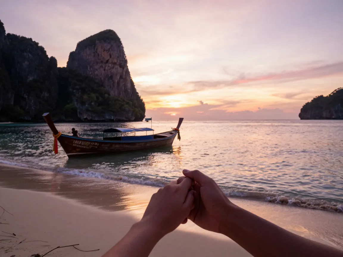 Romantic Thai beach sunset